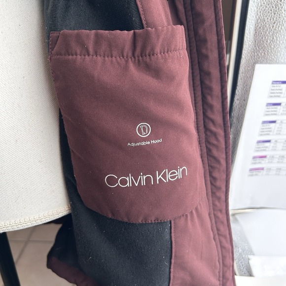 Calvin Klein Women's Burgundy Hooded Coat Jacket Medium Full Zipper Windbreaker - Picture 9 of 15